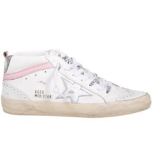 Golden Goose Mid Star Sneaker White Silver Pink, NIB Auth